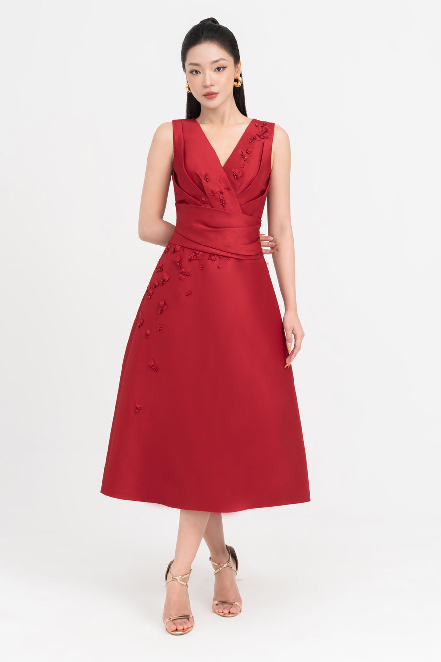Sakura A-line Sleeveless Organza Midi Dress Midi Dress IVY moda