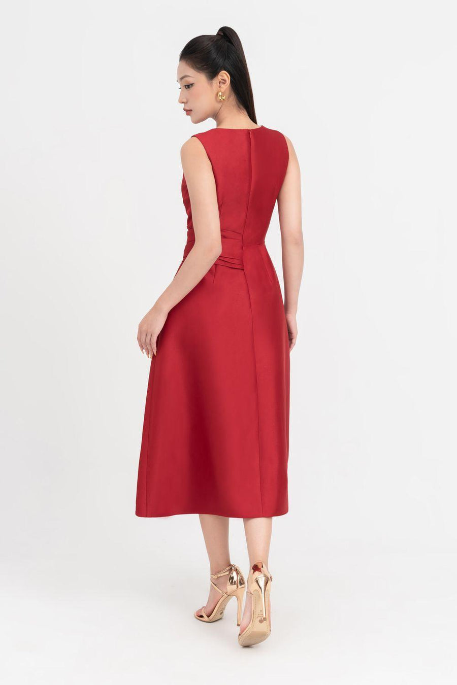 Sakura A-line Sleeveless Organza Midi Dress Midi Dress IVY moda
