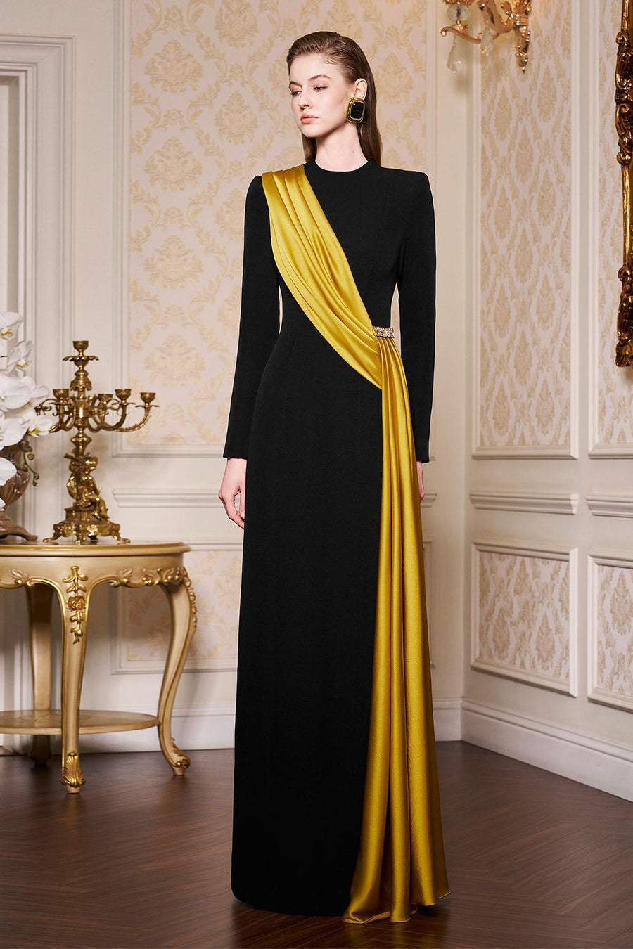 Salem Sheath Extended Flap Scuba Floor Length Dress Gown Dress I.H.F Atelier