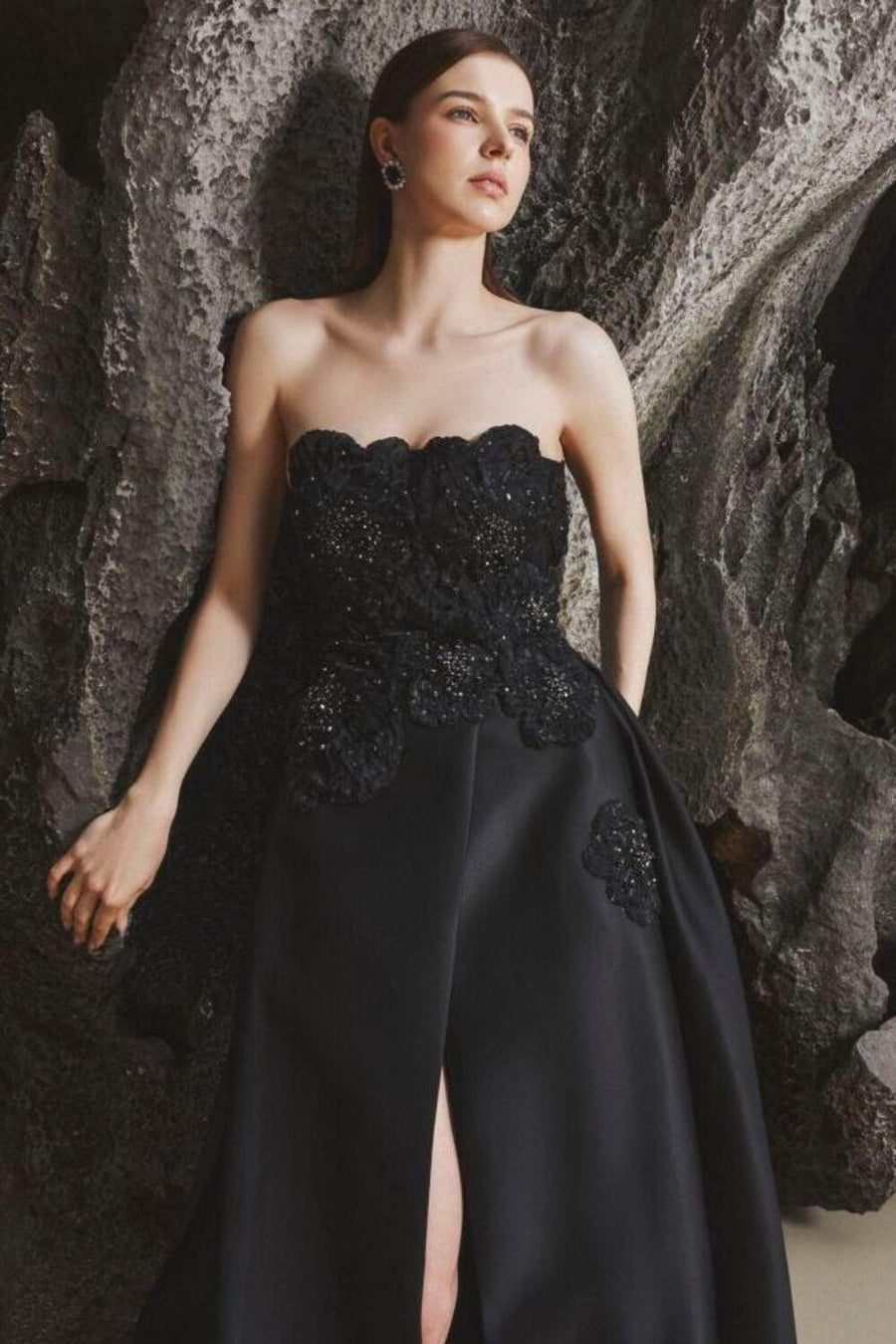 Samantha Ball Gown Straight Across Neck Taffeta Maxi Dress 2