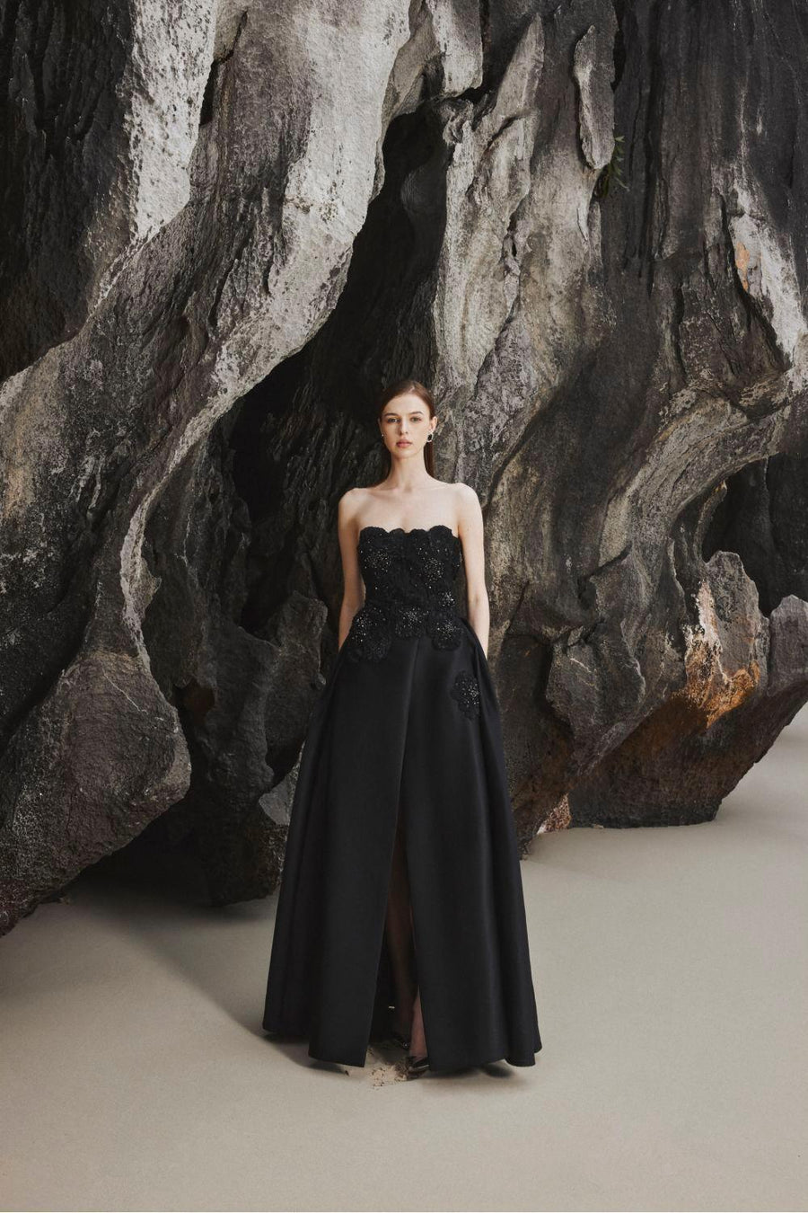 Samantha Ball Gown Straight Across Neck Taffeta Maxi Dress 4