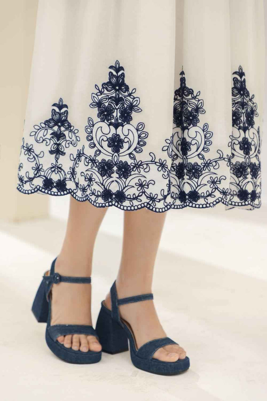 Samba A-line Pleated Cotton Midi Dress