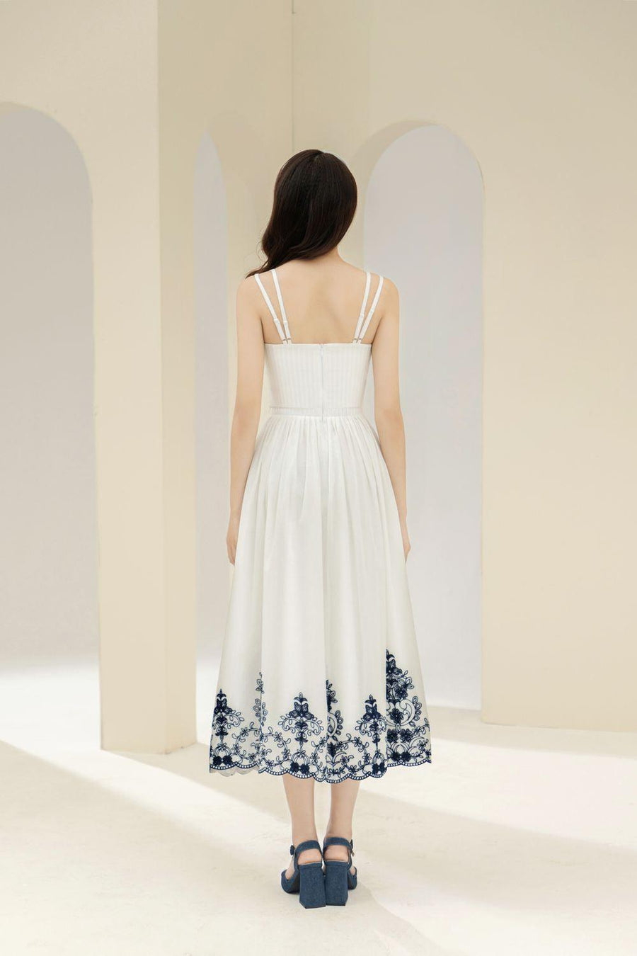 Samba A-line Pleated Cotton Midi Dress 5