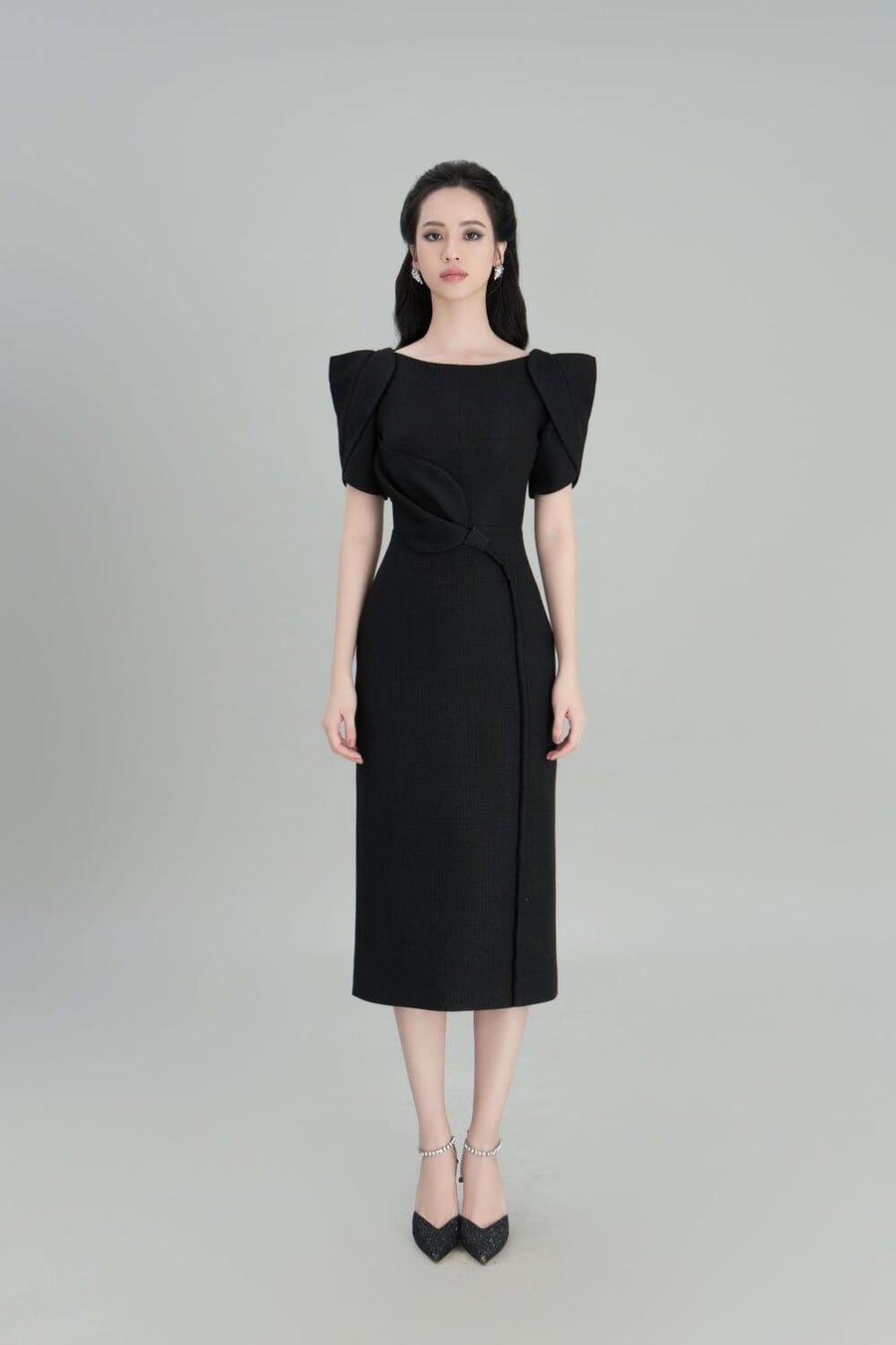 Sandy Straight Boat Neck Burlap Midi Dress Midi Dress Darling Diva