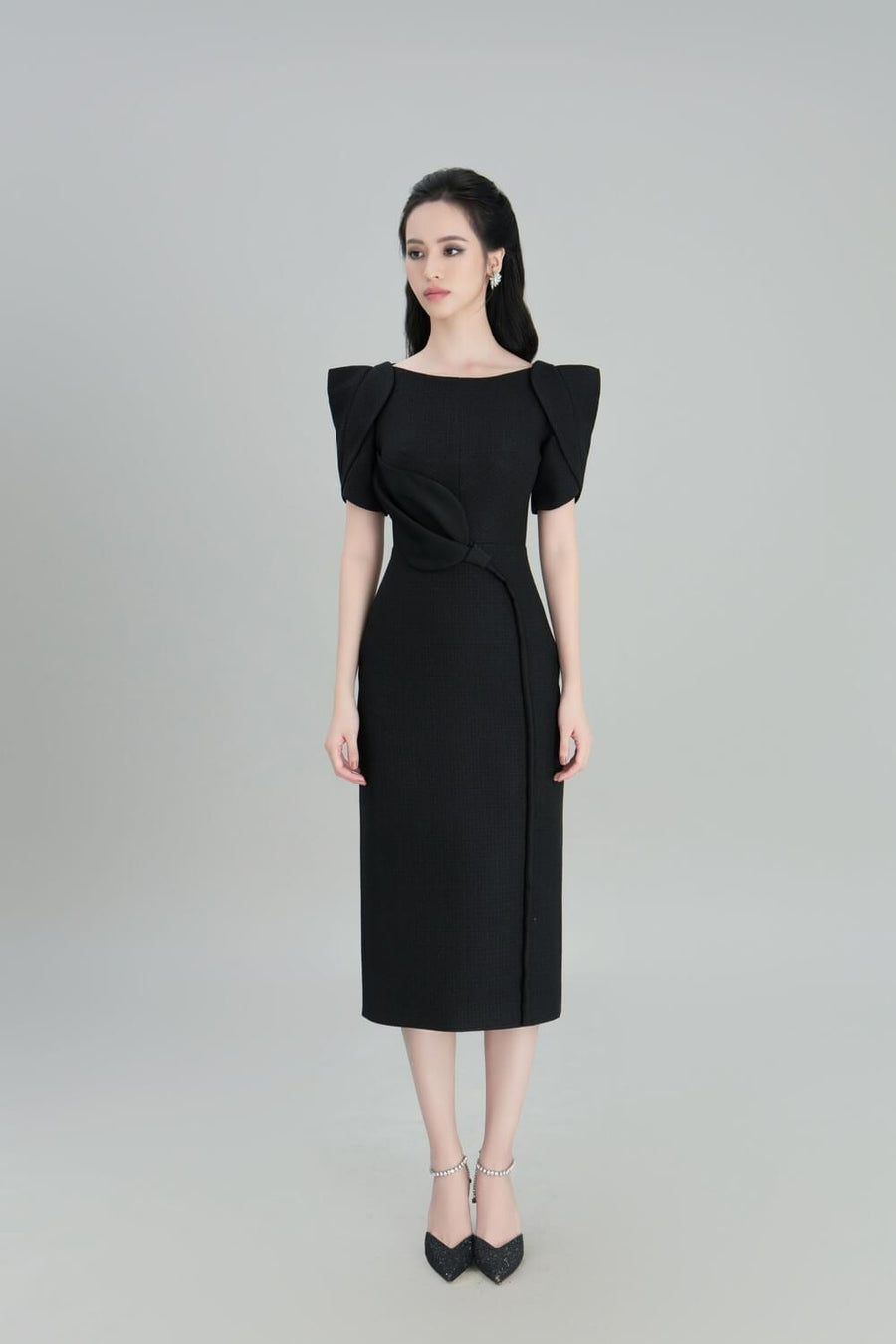 Sandy Straight Boat Neck Burlap Midi Dress Midi Dress Darling Diva
