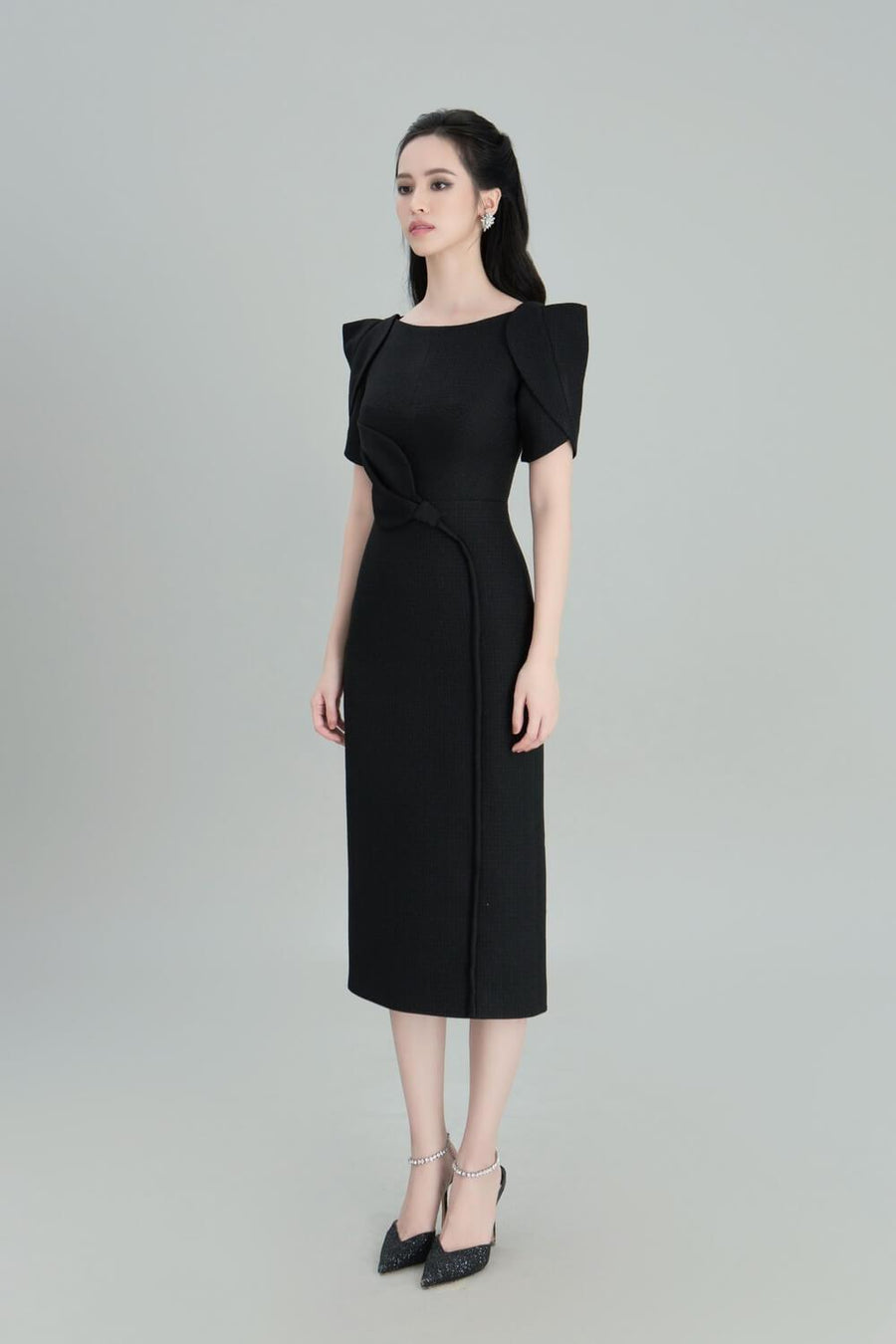 Sandy Straight Boat Neck Burlap Midi Dress Midi Dress Darling Diva