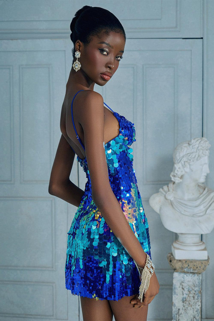 Saphire A-line Sleeveless Sequin Mini Dress 10