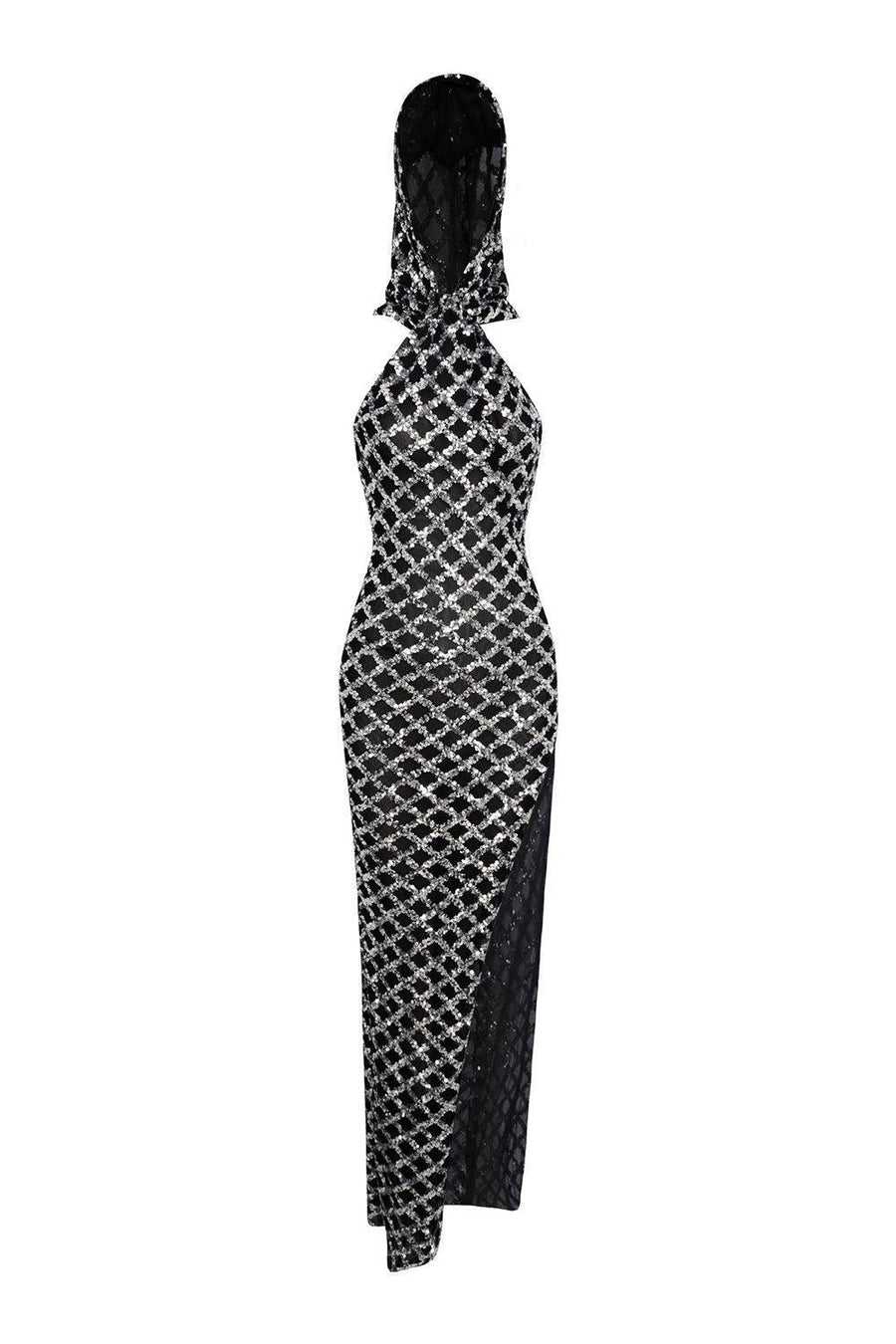 Sara Slit Backless Mesh Sequin Maxi Dress Maxi Dress LASSY