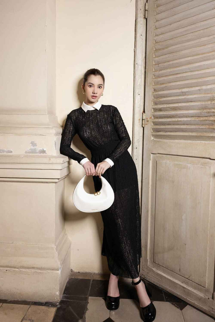 Sarah A-line Long Sleeved Lace Maxi Dress