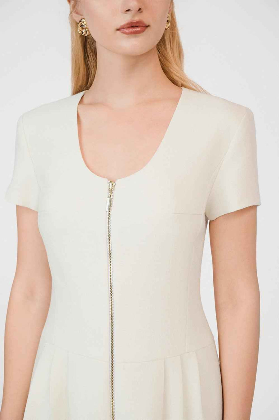 Sarai A-line Hip Pleated Burlap Mini Dress