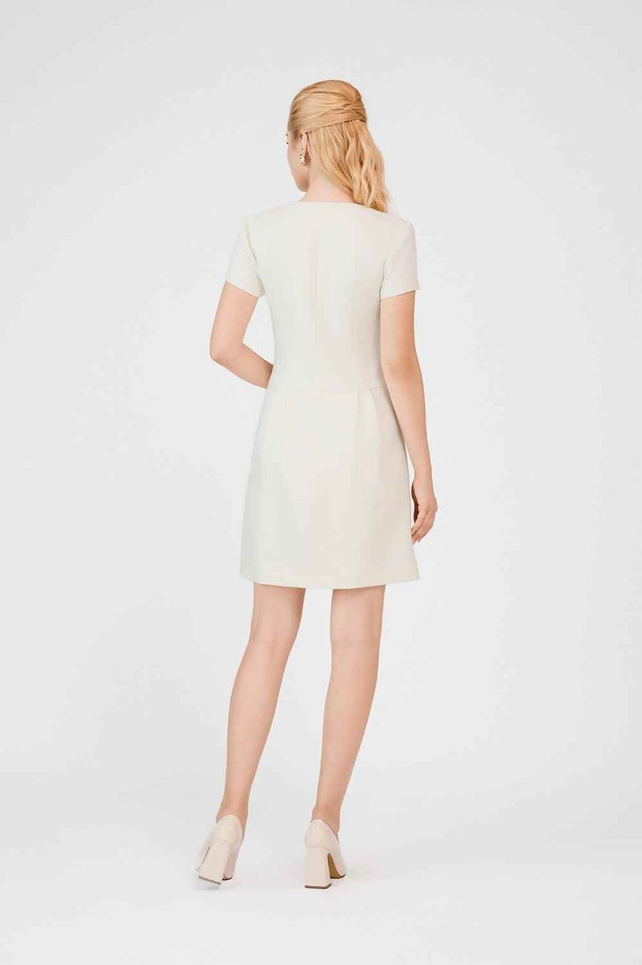 Sarai A-line Hip Pleated Burlap Mini Dress