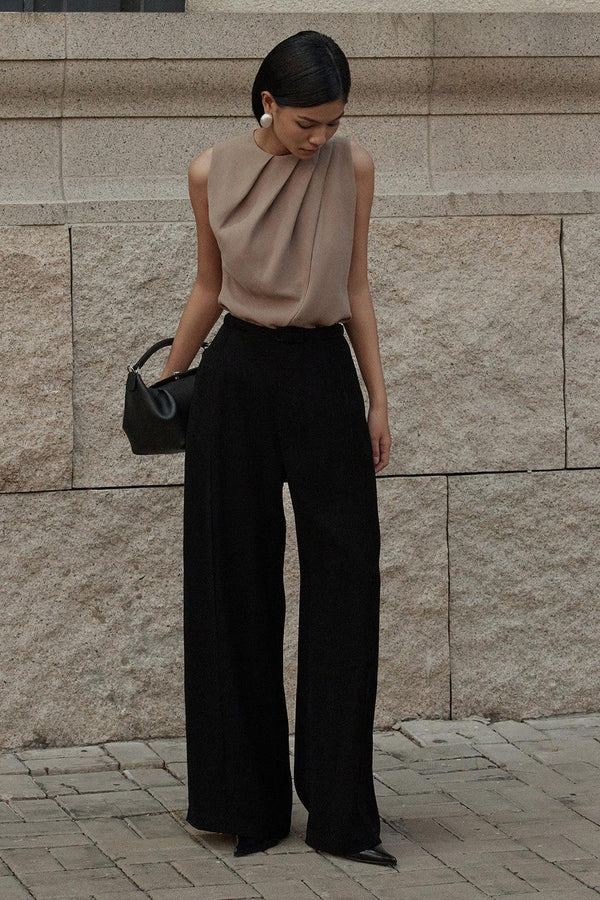 Sasa Straight Sleeveless Crepe Top