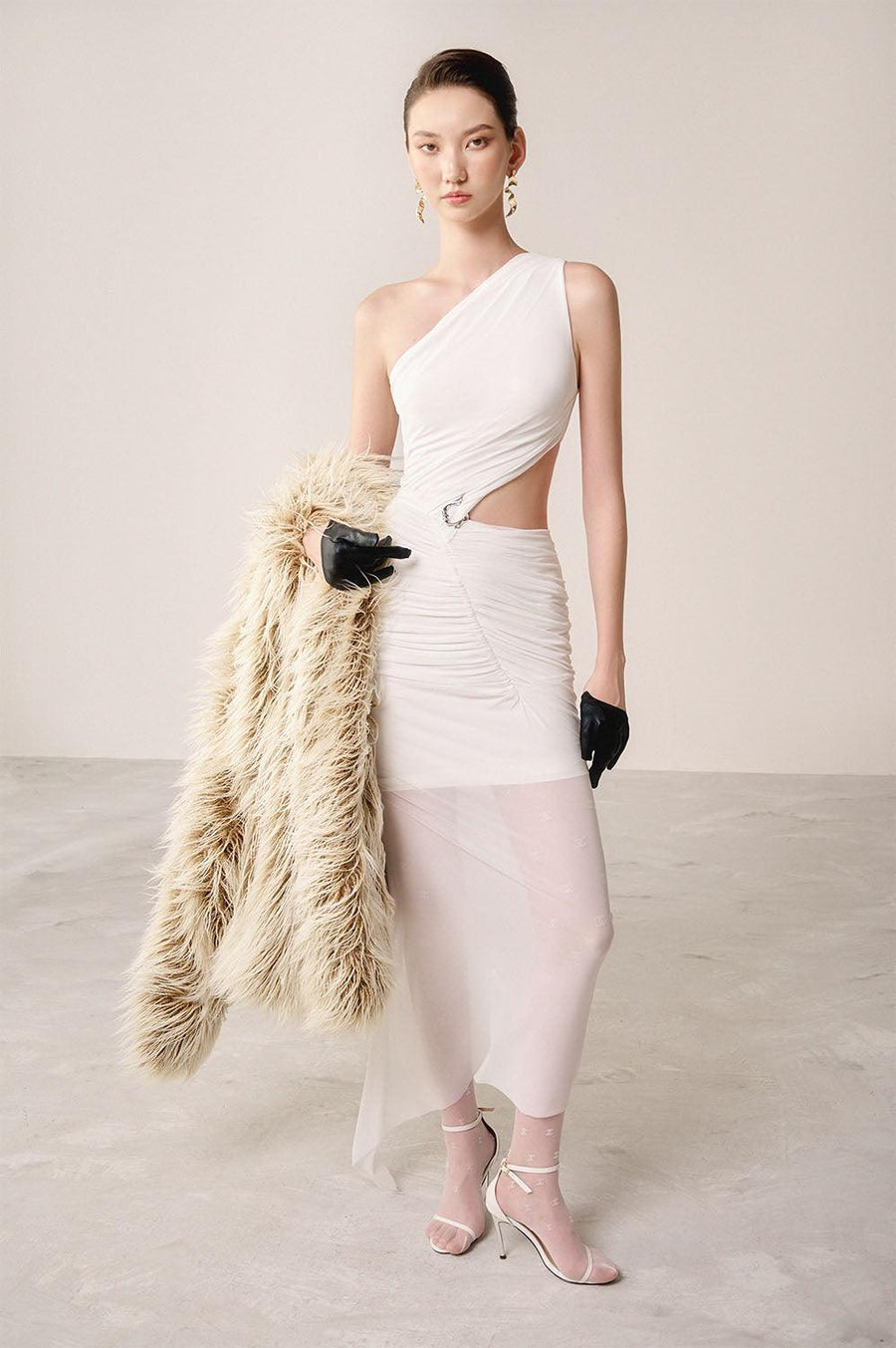 Luffi Overcoat Long Sleeved Faux Fur Ankle Length Trench Coat 6