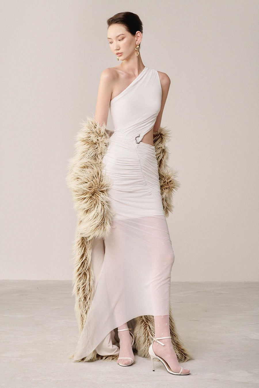 Satofi Bodycon Cut-Out Organza Spandex Midi Dress 5