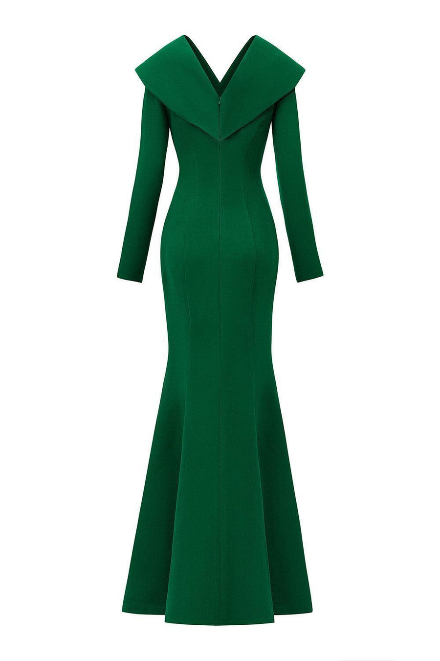 Scarlet Mermaid V-Neck Crepe Floor Length Dress Gown Dress I.H.F Atelier