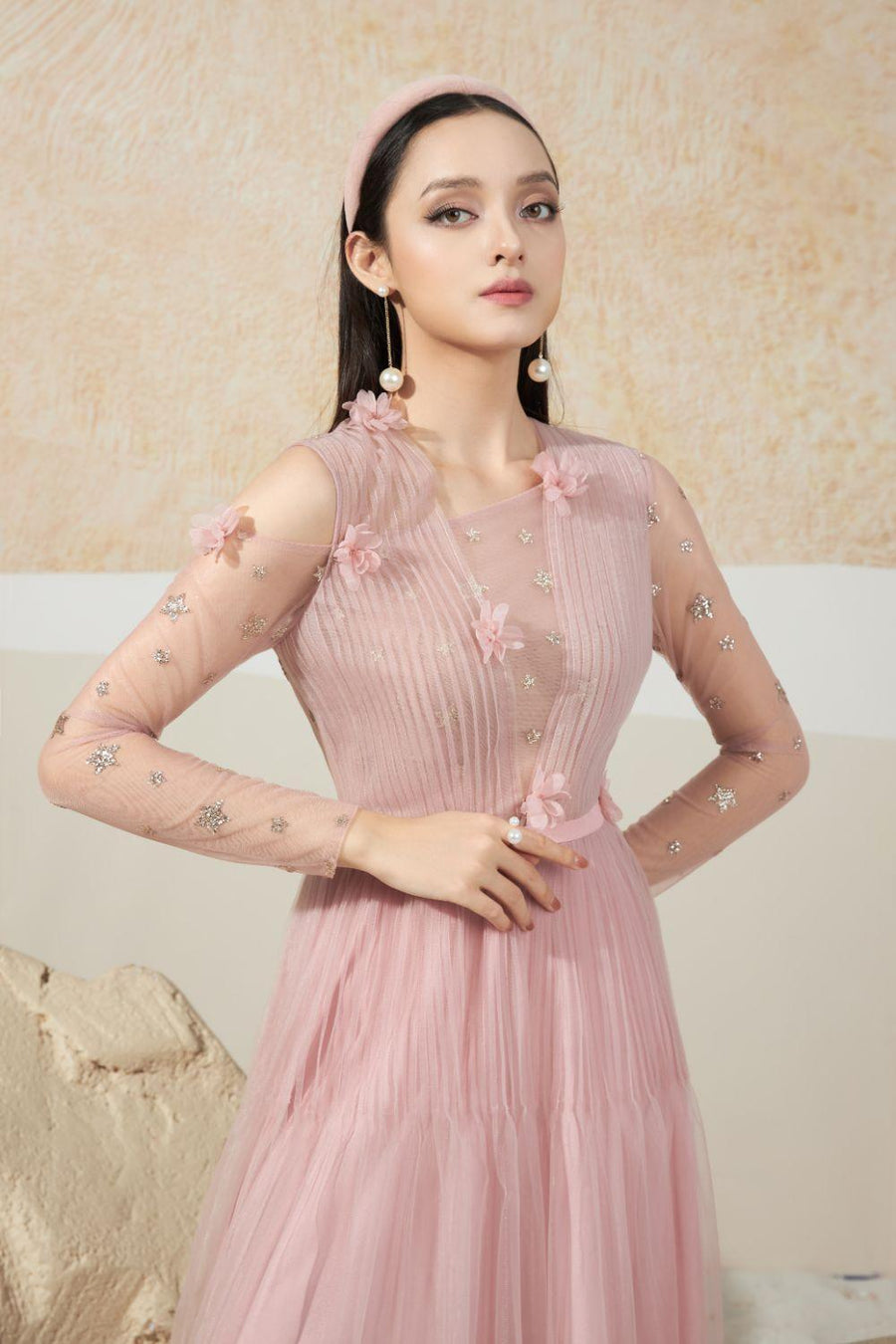 Schwim Gathered Long Sleeved Mesh Sheer Midi Dress 3