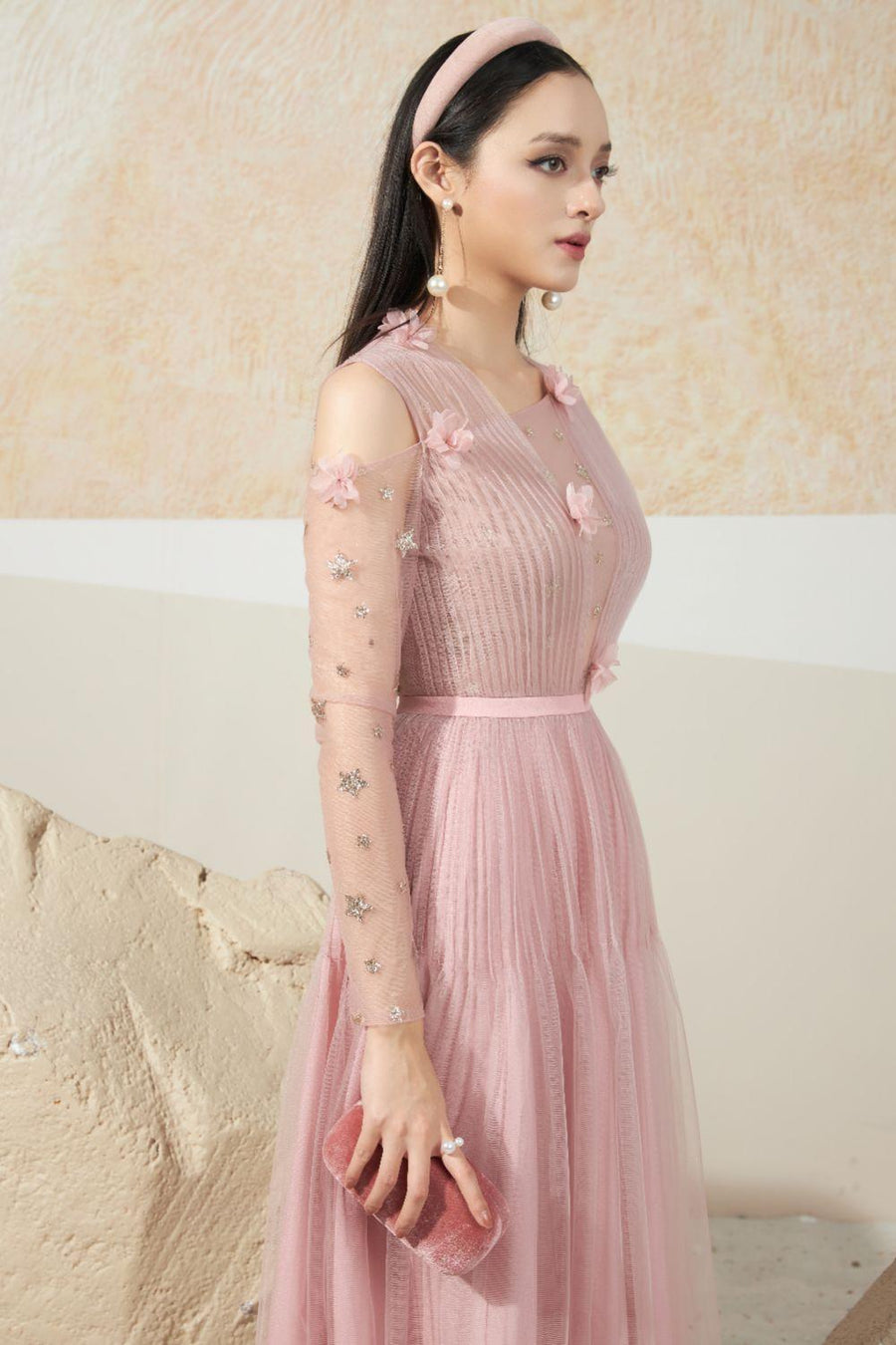 Schwim Gathered Long Sleeved Mesh Sheer Midi Dress 4