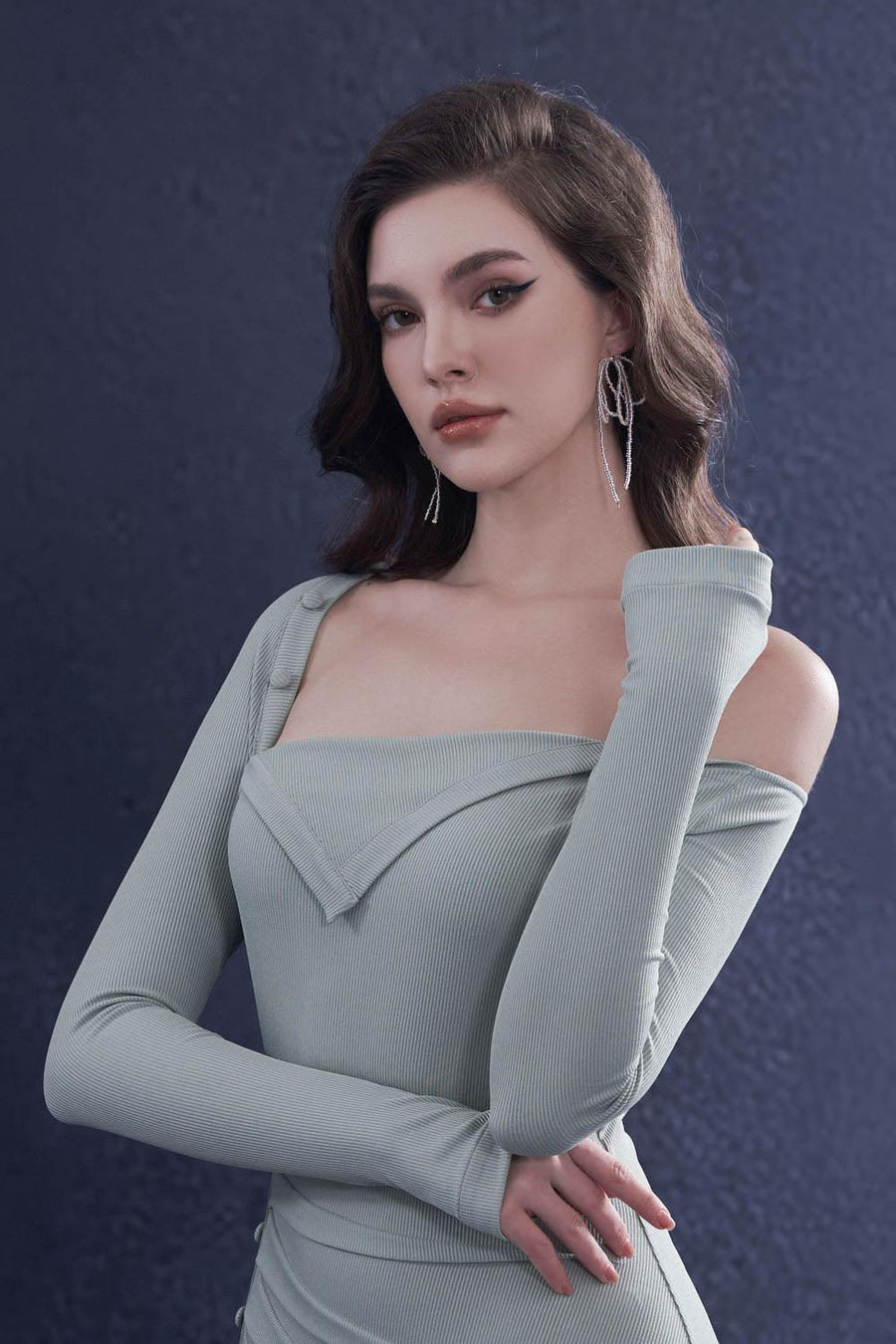 Sculpta Sheath Slit Hem Wool Midi Dress Midi Dress Rosee de Matin