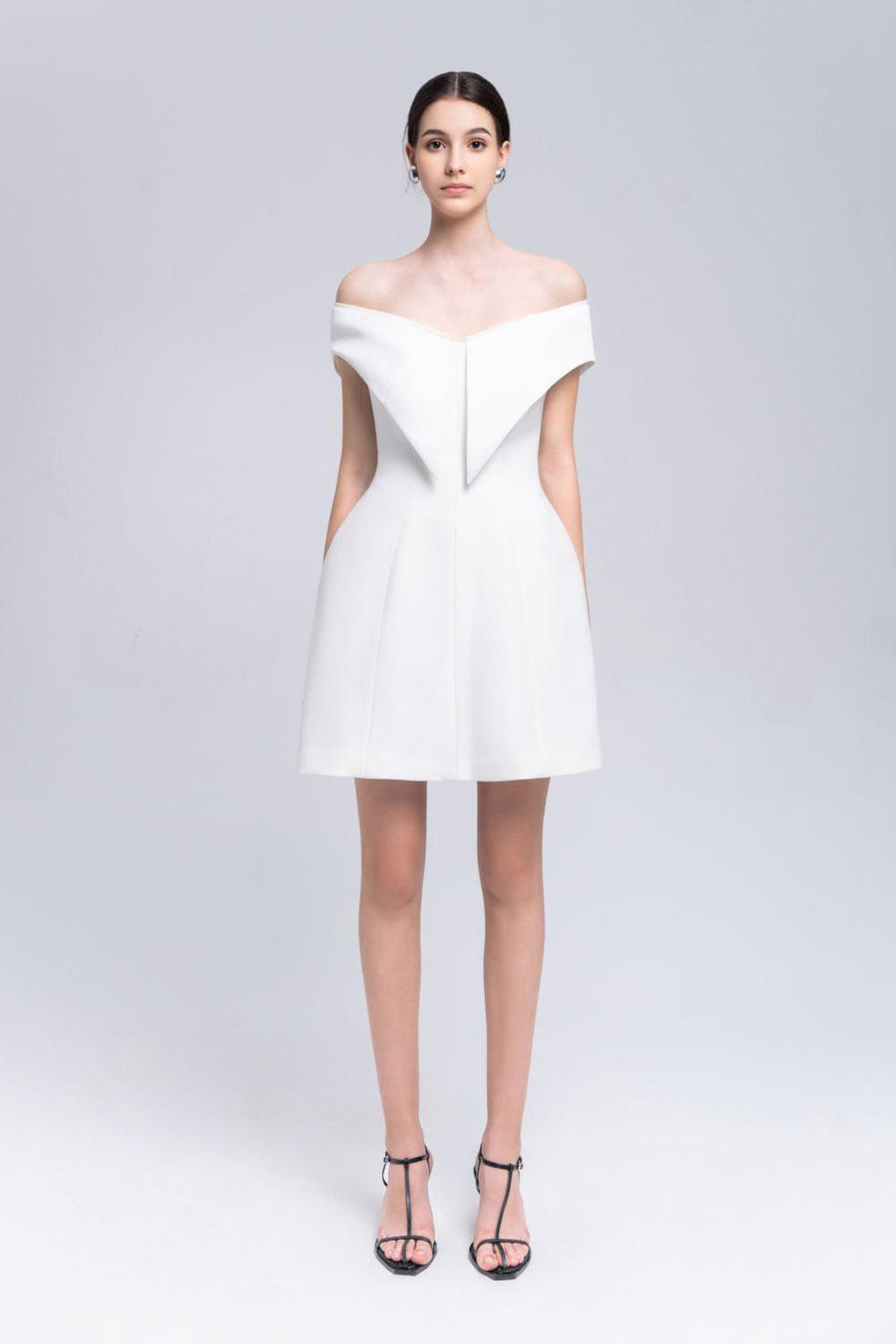 Sedna A-line Off-Shoulder Taffeta Mini Dress White Mini Dress Eegen Studio