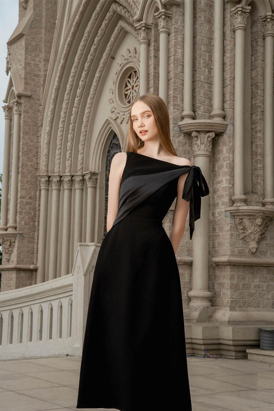 Sedum A-line Diagonal Neck Velvet Midi Dress Midi Dress Darling Diva