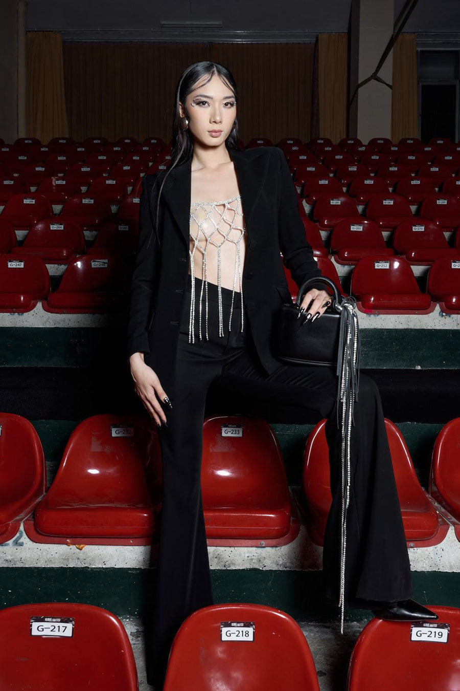 Selayne Fit and Flare Boot Cut Crepe Floor Length Pants Pants CEM