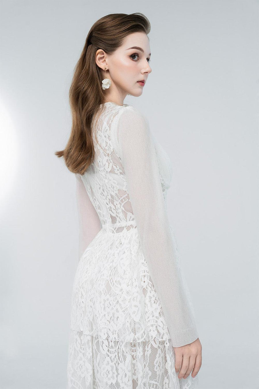 Selene Peplum V-Neck Lace Maxi Dress Maxi Dress Cordia