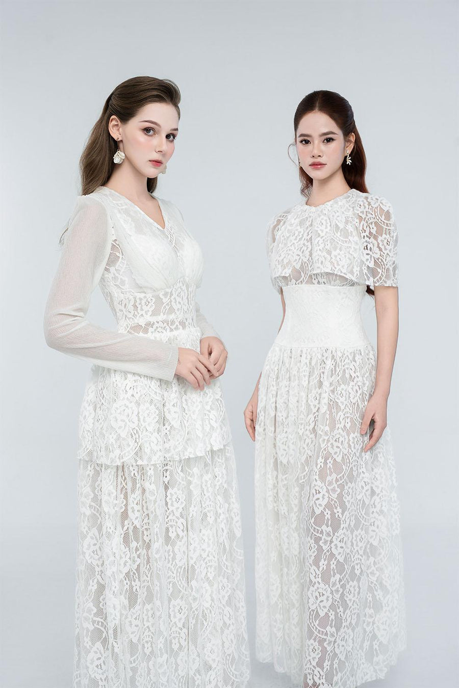 Aubrie Fit and Flare Corset Waist Lace Maxi Dress Maxi Dress Cordia