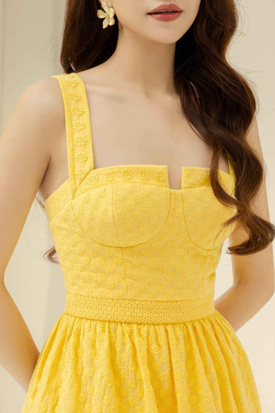 Señorita Layered Semi-Heart Neck Cotton Midi Dress