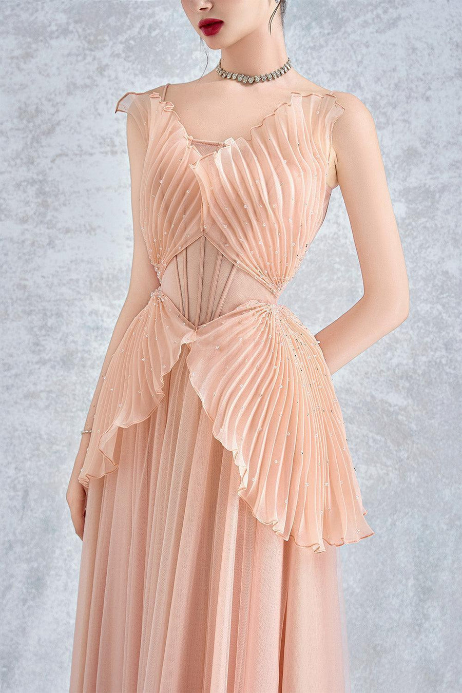 Seraphina A-line Pleated Organza Voile Midi Dress Midi Dress Calista de Minh Thanh