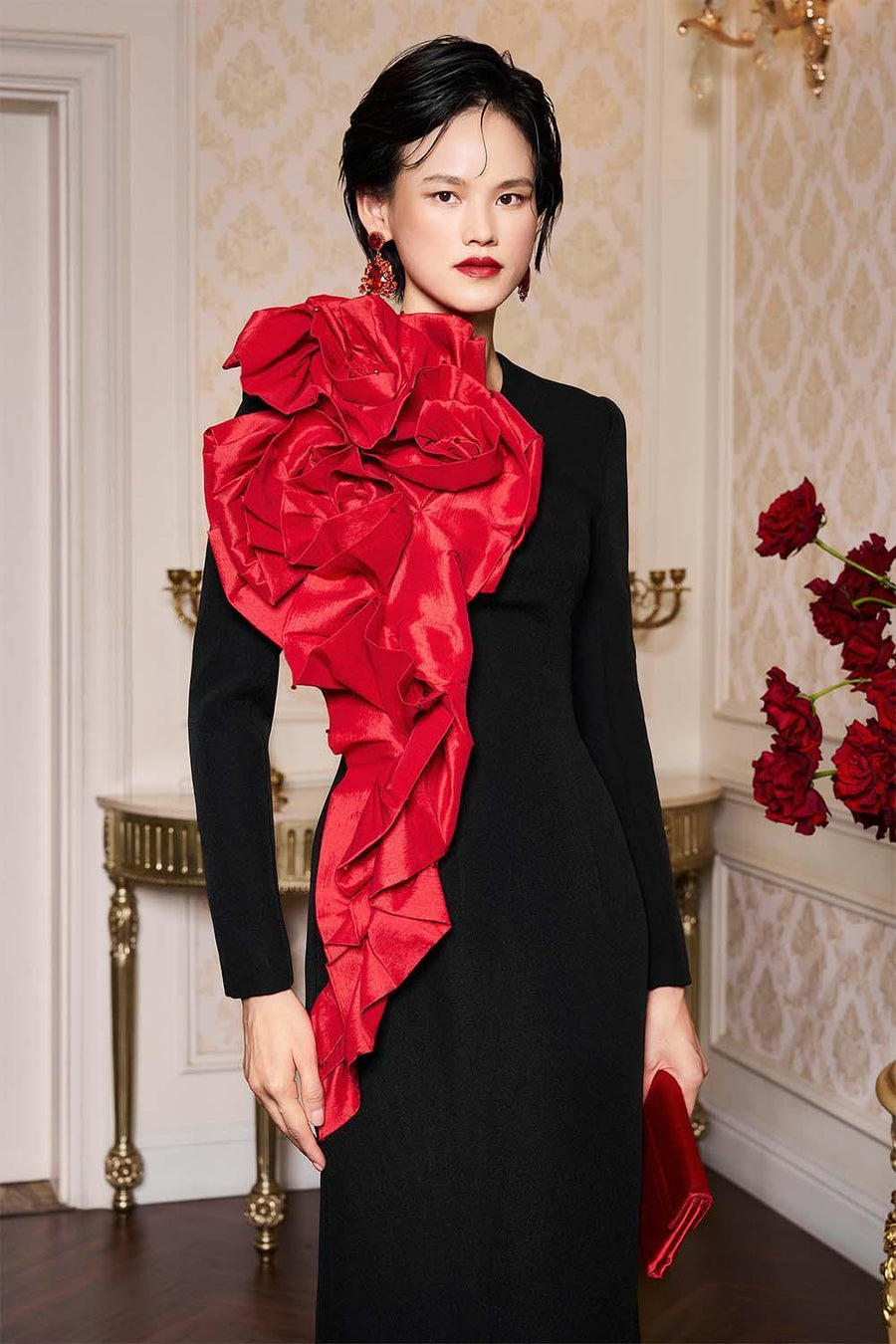 Serena Sheath Long Sleeved Scuba Floor Length Dress Gown Dress I.H.F Atelier