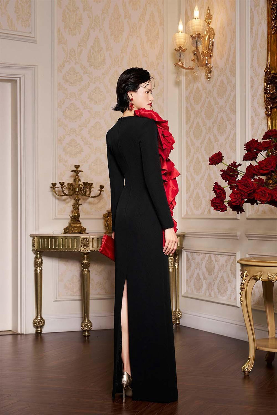 Serena Sheath Long Sleeved Scuba Floor Length Dress Gown Dress I.H.F Atelier