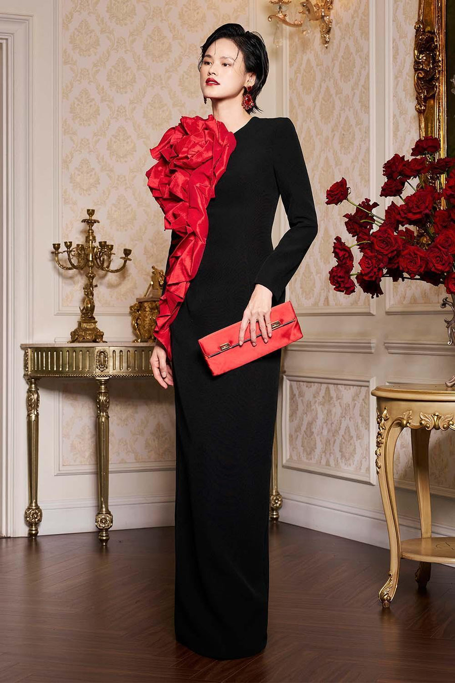 Serena Sheath Long Sleeved Scuba Floor Length Dress Gown Dress I.H.F Atelier