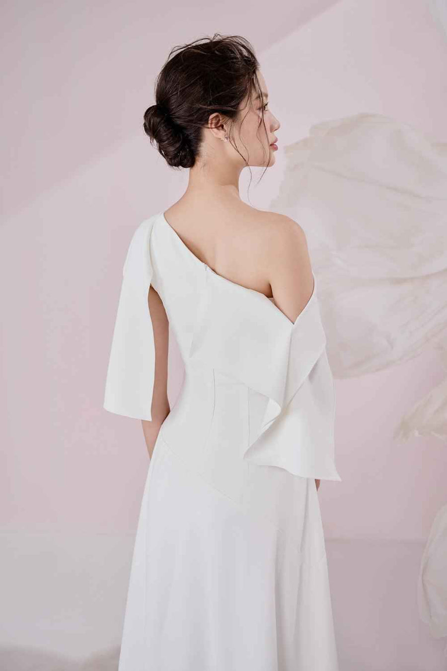 Shelly A-line Diagonal Neck Cotton Spandex Ankle Length Dress Maxi Dress Larmes