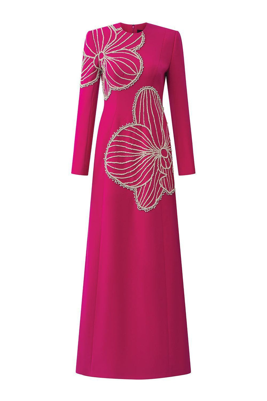 Shimmer A-line Round Neck Velvet Satin Maxi Dress 1