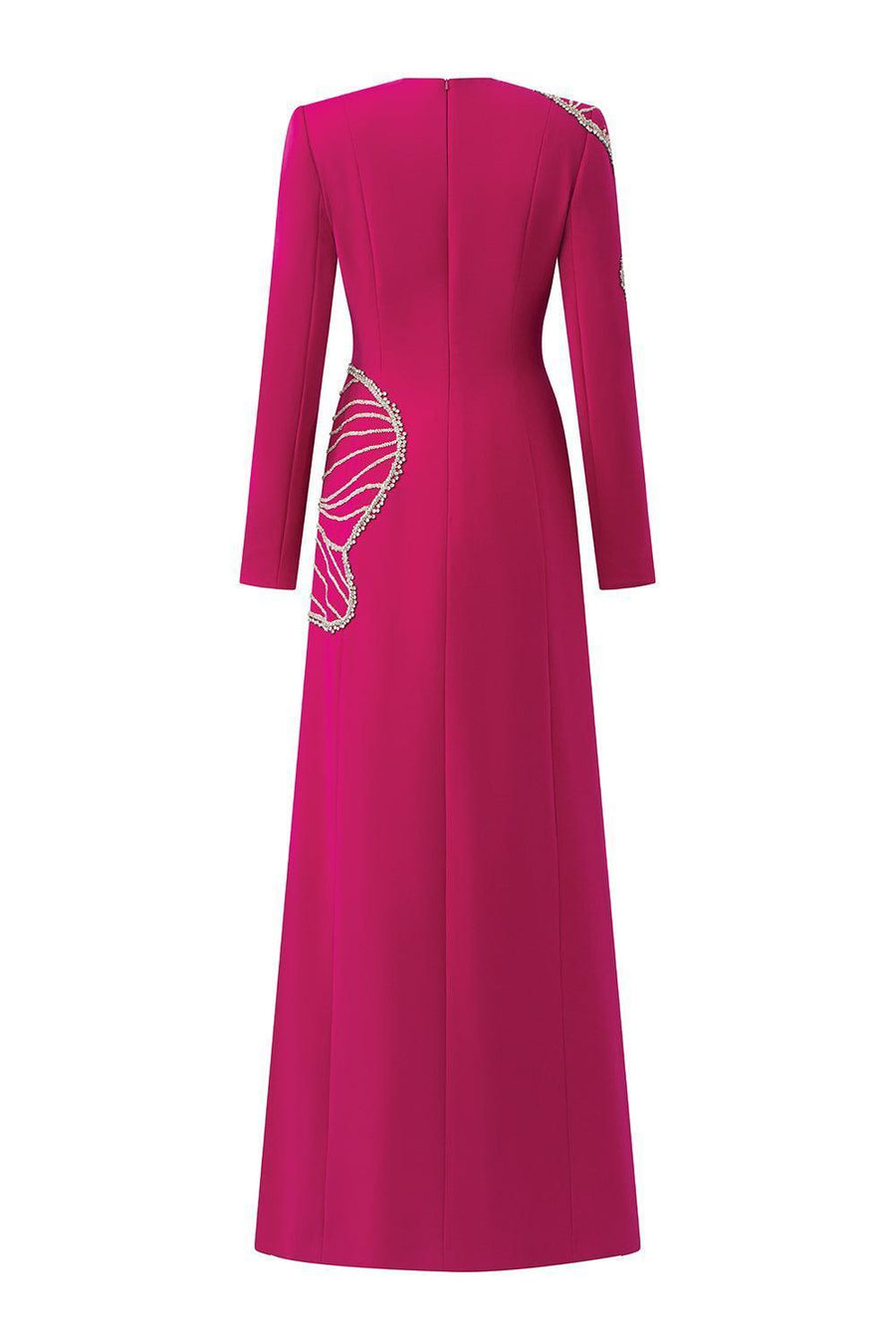 Shimmer A-line Round Neck Velvet Satin Maxi Dress 3