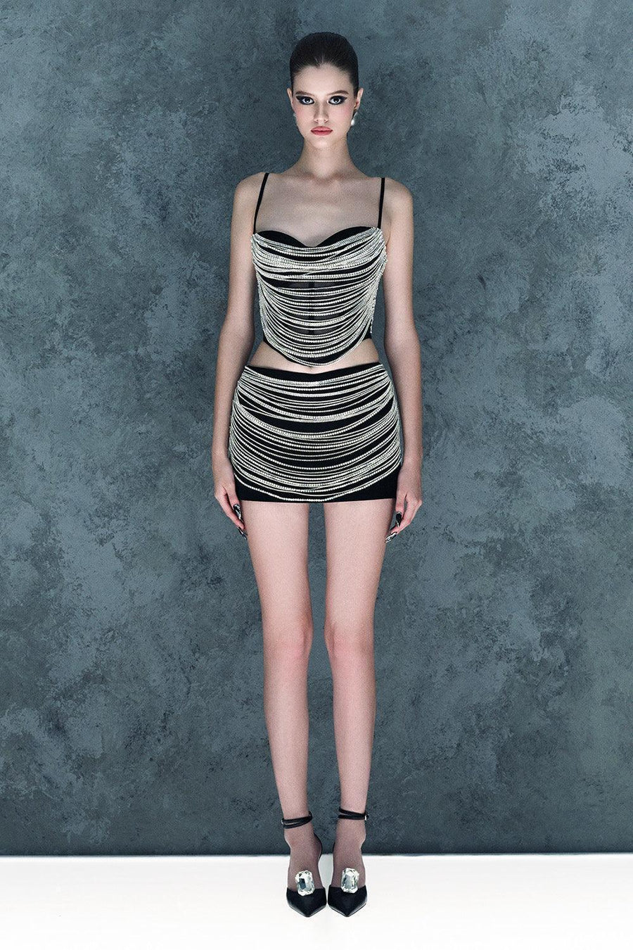 Sidhea A-line Stone Crepe Mini Skirt Skirt CEM