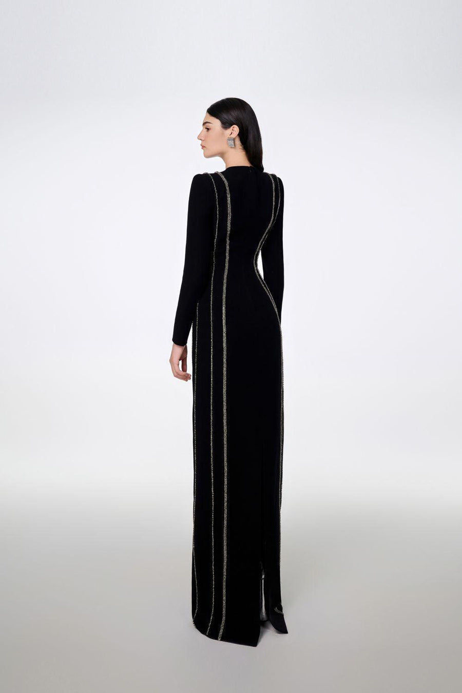 Sloane Bodycon Long Sleeved Crepe Floor Length Dress 11
