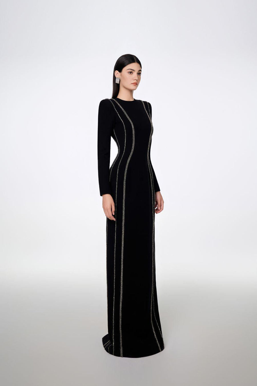 Sloane Bodycon Long Sleeved Crepe Floor Length Dress 13
