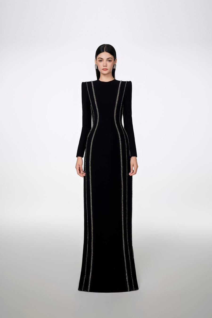 Sloane Bodycon Long Sleeved Crepe Floor Length Dress 8