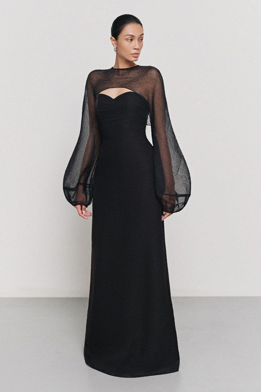 Au Strapless Semi-Heart Neck Silk Organza Floor Length Dress 6