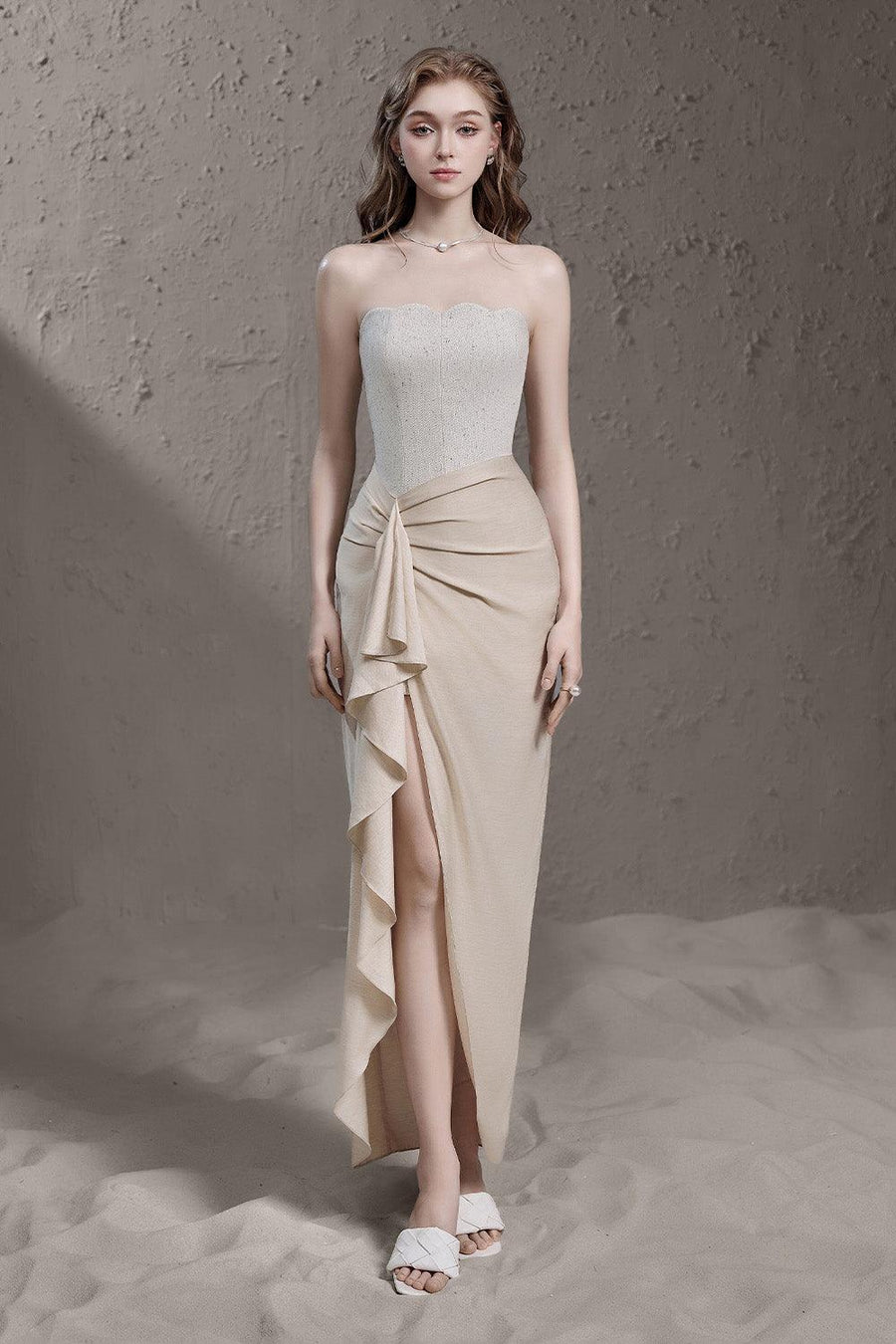 Sofia Sarong Side Slit Silk Ankle Length Dress Maxi Dress Delicate