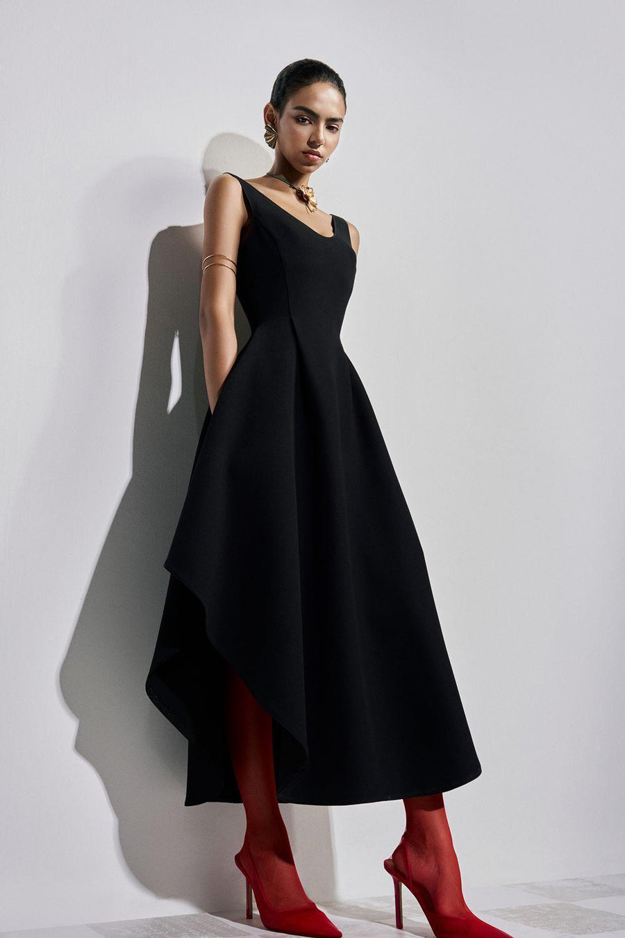 Solange Asymmetric Sleeveless Polyester Ankle Length Dress Maxi Dress Maison des Copains