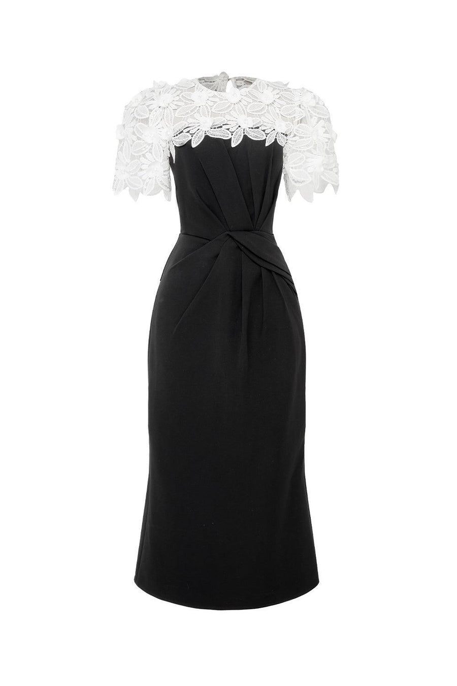 Solstice Sheath Draped Polyester Midi Dress Midi Dress IVY moda