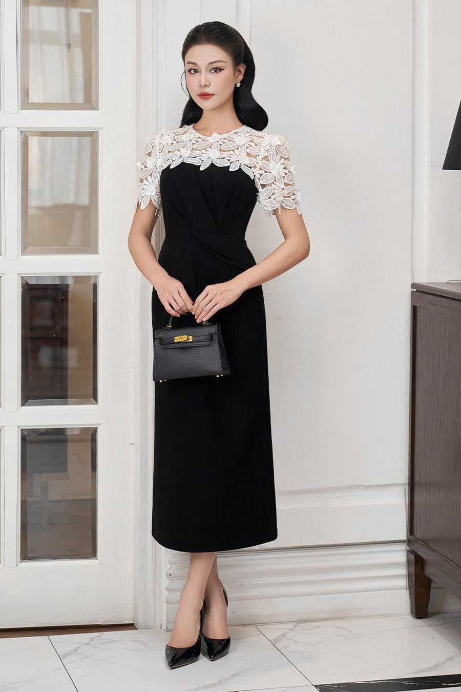 Solstice Sheath Draped Polyester Midi Dress Midi Dress IVY moda