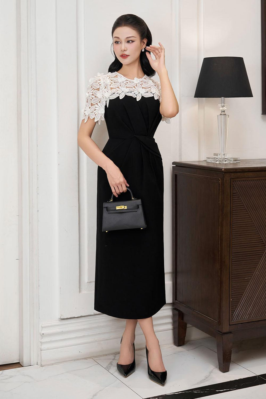 Solstice Sheath Draped Polyester Midi Dress Midi Dress IVY moda