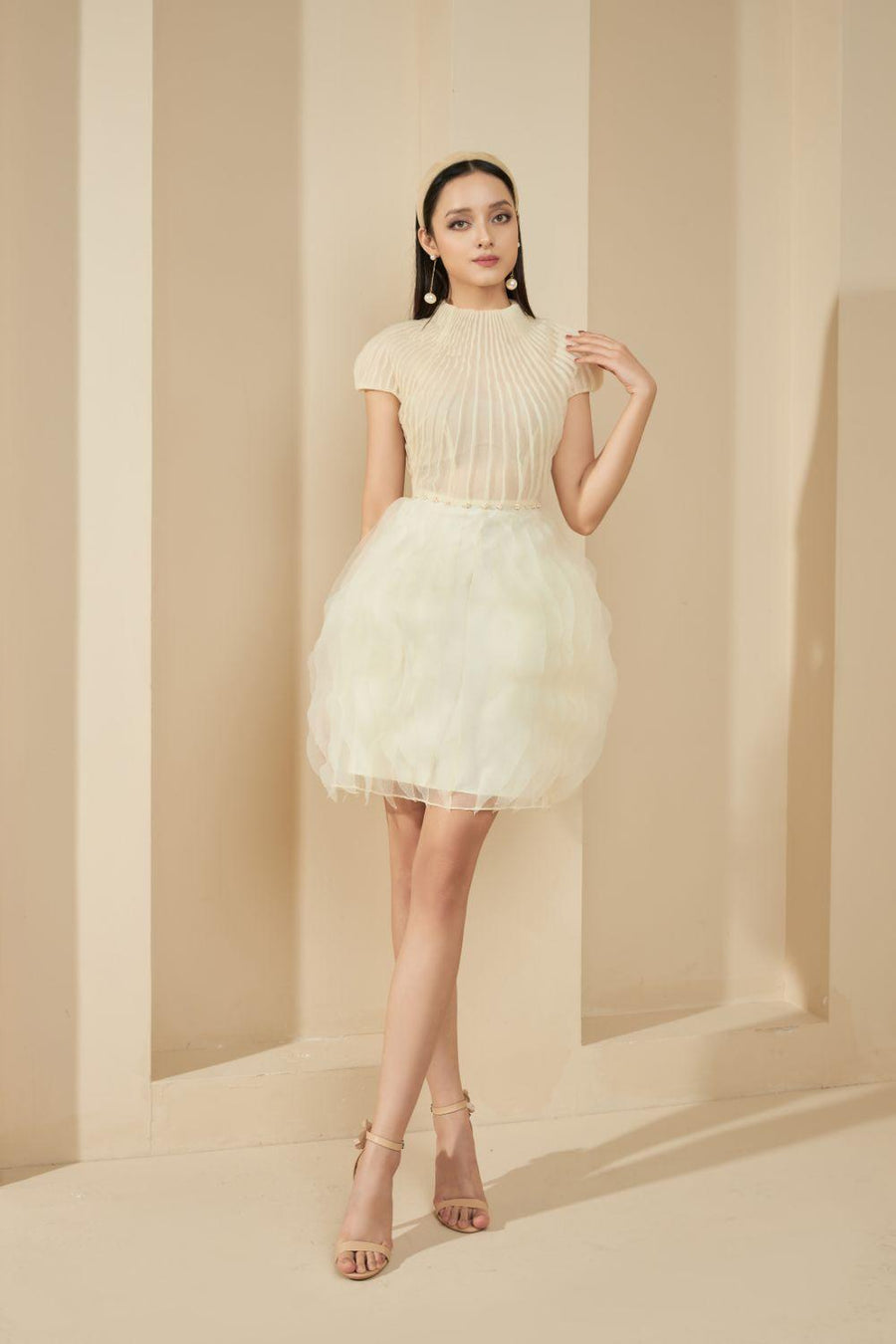 Somerville Bubble Cap Sleeved Organza Mini Dress 6