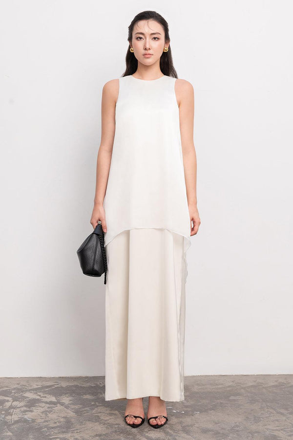 Sophia Straight Sleeveless Silk Chiffon Ankle Length Dress