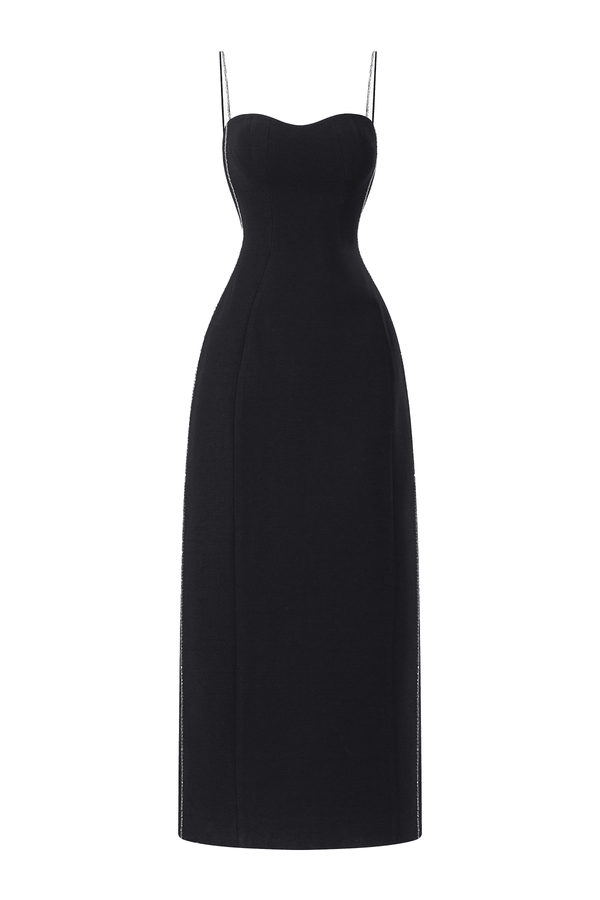 Sophia Straight Sweetheart Neck Crepe Midi Dress