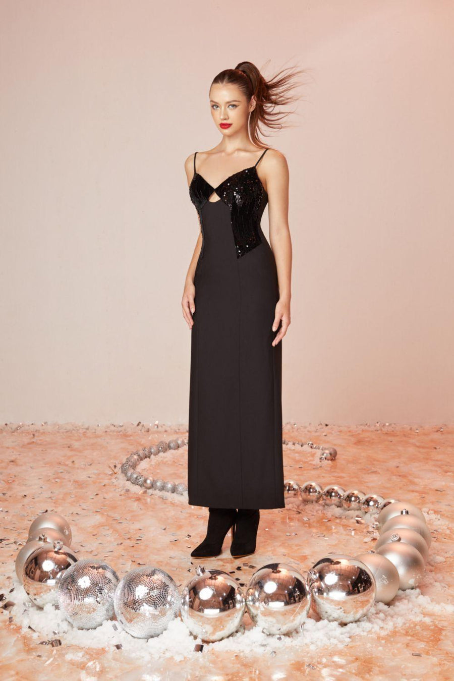 Spark Sheath Spaghetti Strap Wool Cotton Ankle Length Dress 5