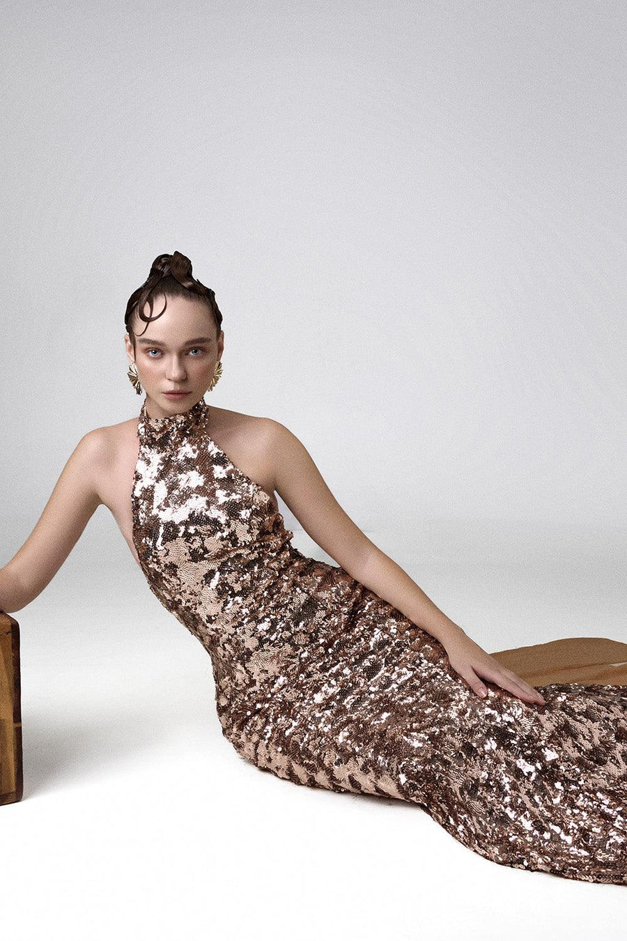 Sparkling Venus Mermaid Halter Neck Sequin Floor Length Dress 5